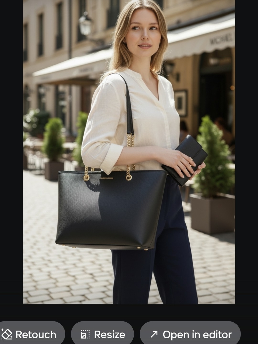 Michael Kors Extra Large Black Leather Shoulder Tote/Laptop Bag NWT - Picture 8 of 9
